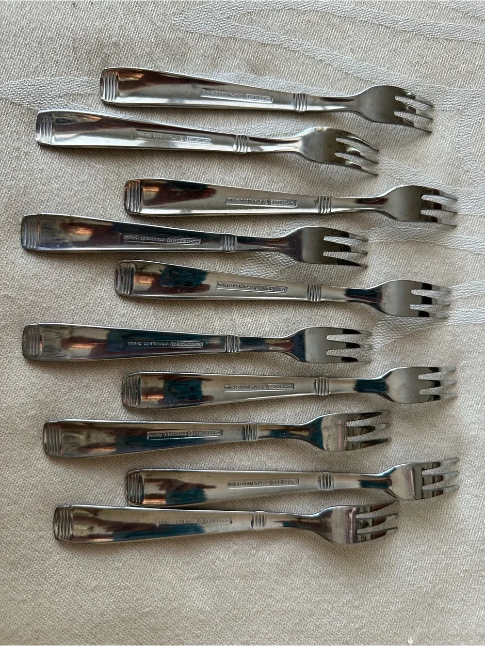 Cambridge Stainless Steel Cocktail Seafood Forks Set of 10 Three Tine